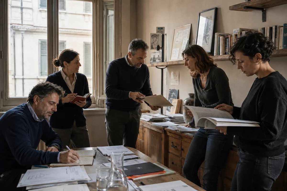 Persone che collaborano intorno a un tavolo